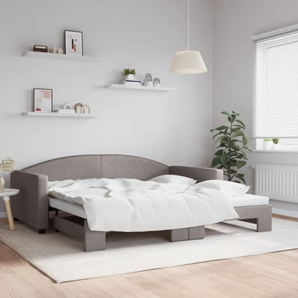 daybed med udtræk 100x200 cm stof gråbrun