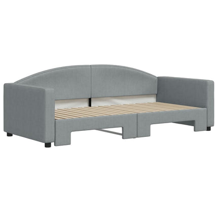 daybed med udtræk 90x190 cm stof lysegrå