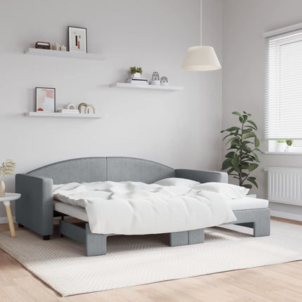 daybed med udtræk 90x190 cm stof lysegrå