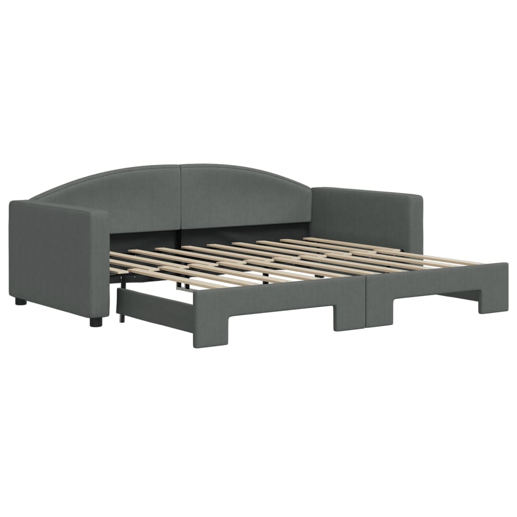 daybed med udtræk 90x190 cm stof mørkegrå