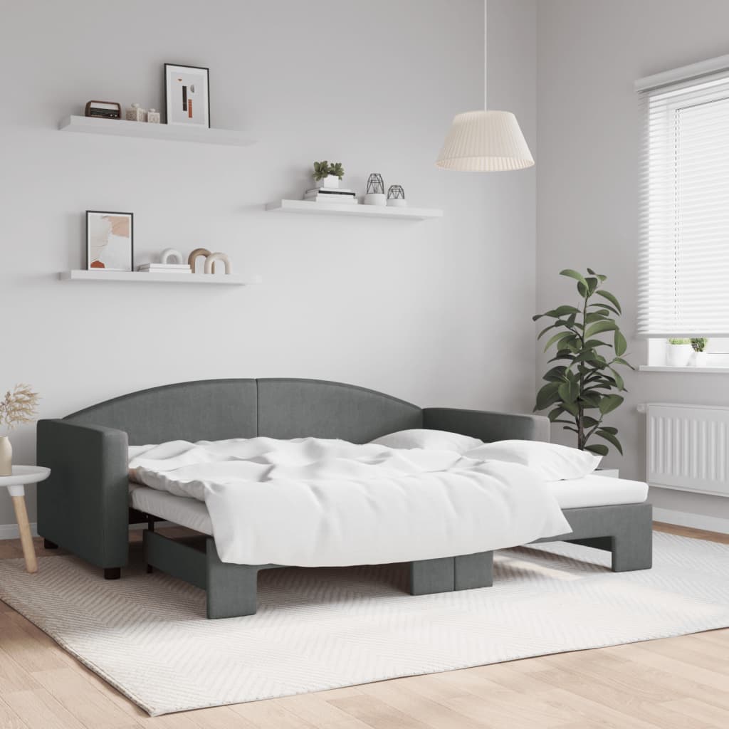 daybed med udtræk 90x190 cm stof mørkegrå