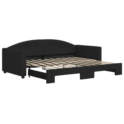 daybed med udtræk 90x190 cm stof sort