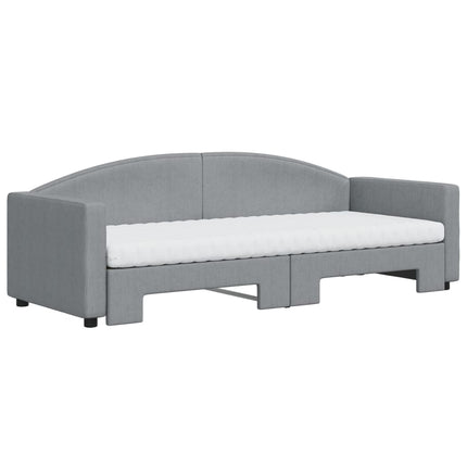 daybed med udtræk og madras 80x200 cm stof lysegrå