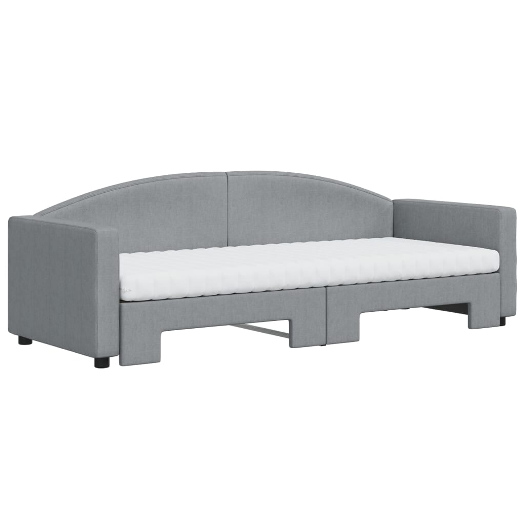daybed med udtræk og madras 80x200 cm stof lysegrå