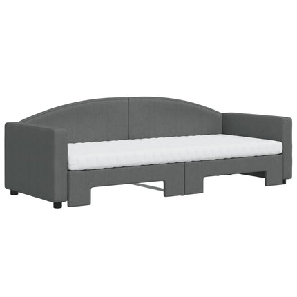 daybed med udtræk og madras 80x200 cm stof mørkegrå
