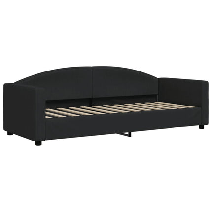 daybed med udtræk og madras 80x200 cm stof sort