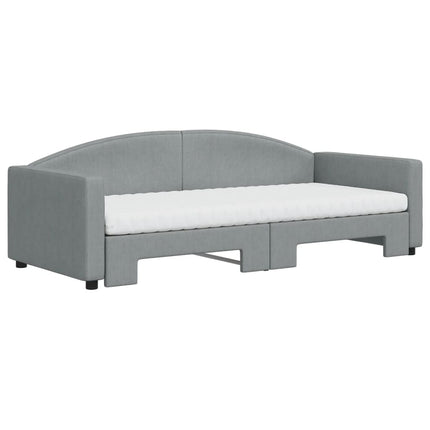 daybed med udtræk og madras 90x200 cm stof lysegrå