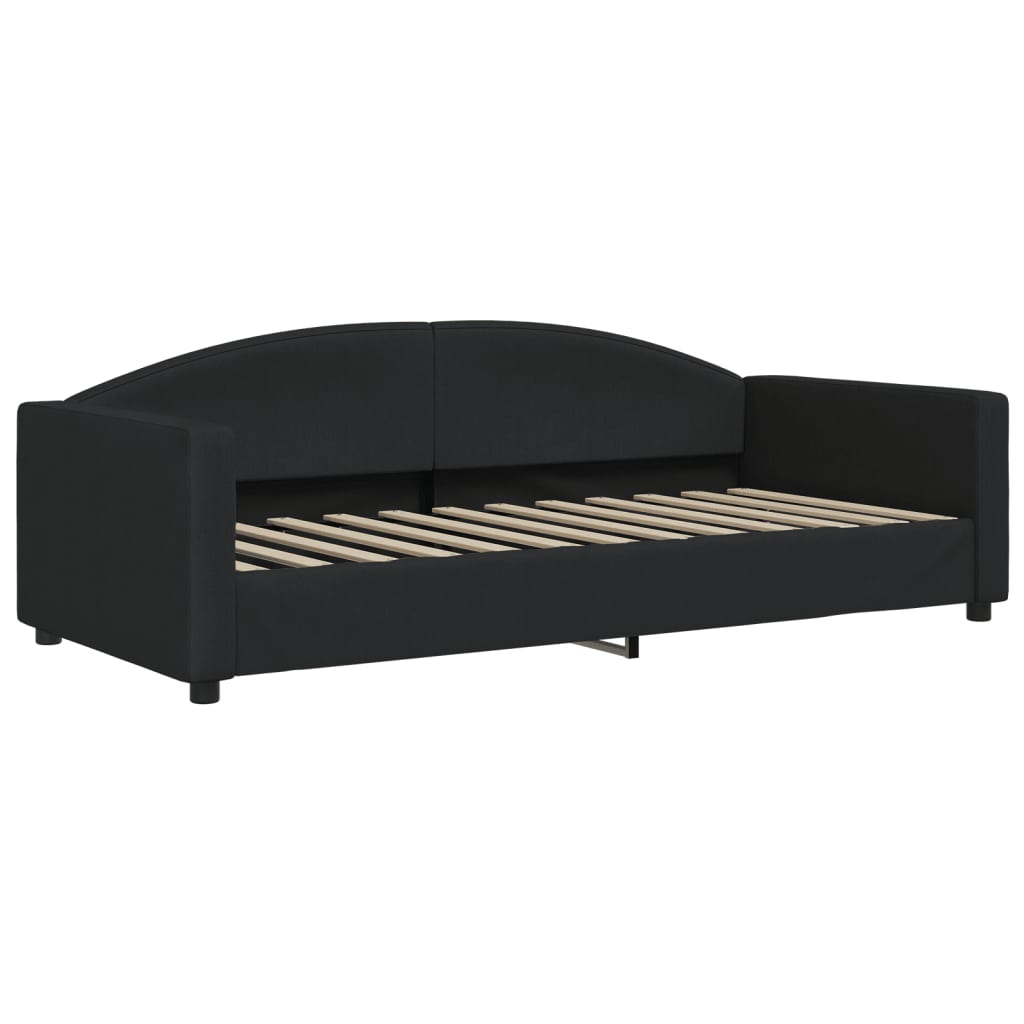 daybed med udtræk og madras 90x200 cm stof sort