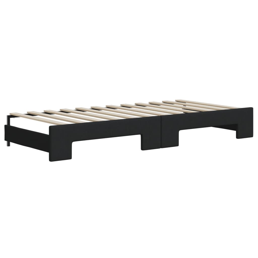 daybed med udtræk og madras 90x200 cm stof sort