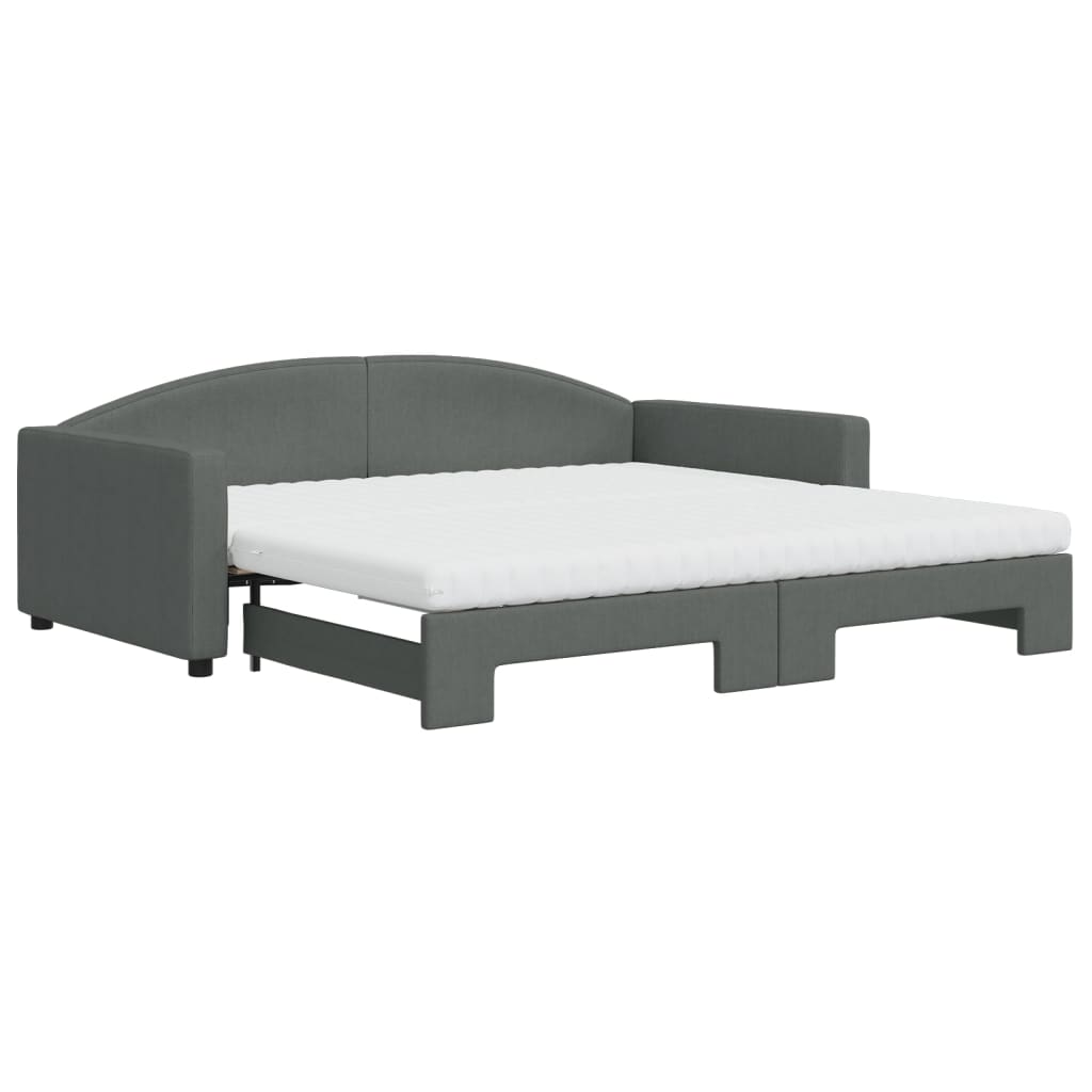 daybed med udtræk og madras 100x200 cm stof mørkegrå