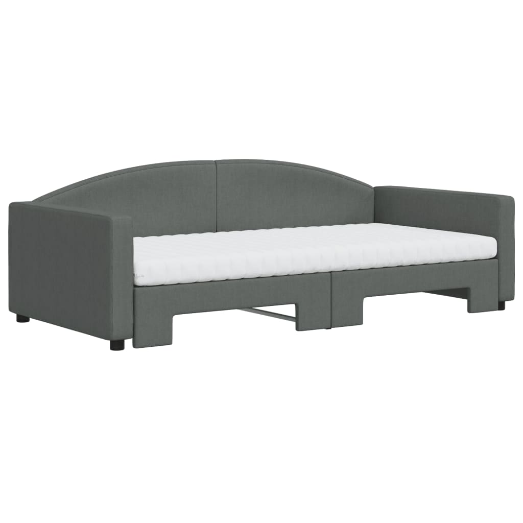 daybed med udtræk og madras 100x200 cm stof mørkegrå