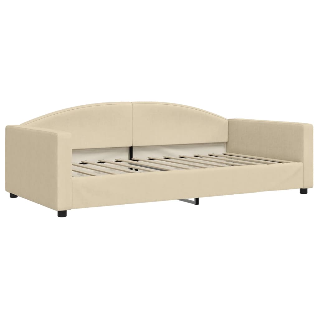 daybed med udtræk og madras 100x200 cm stof cremefarvet