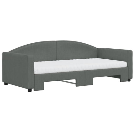 daybed med udtræk og madras 90x190 cm stof mørkegrå
