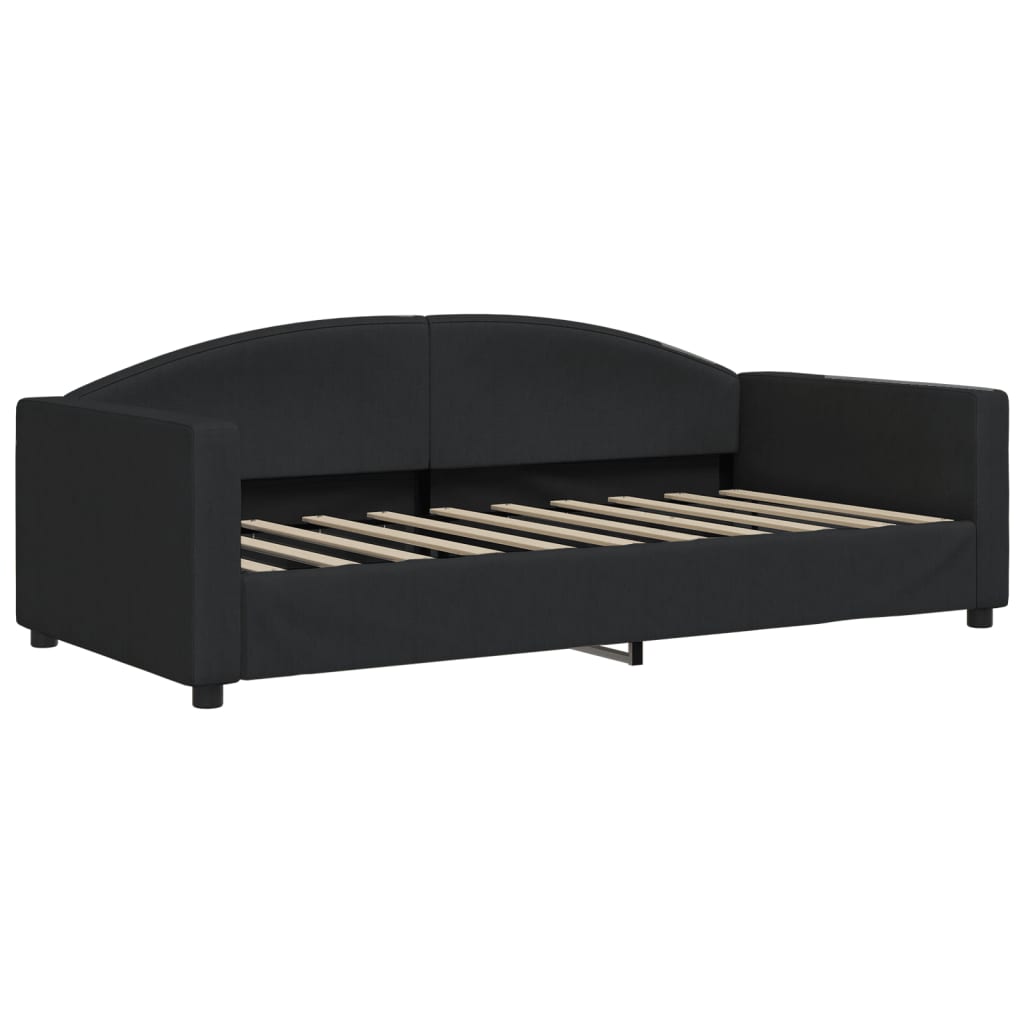 daybed med udtræk og madras 90x190 cm stof sort
