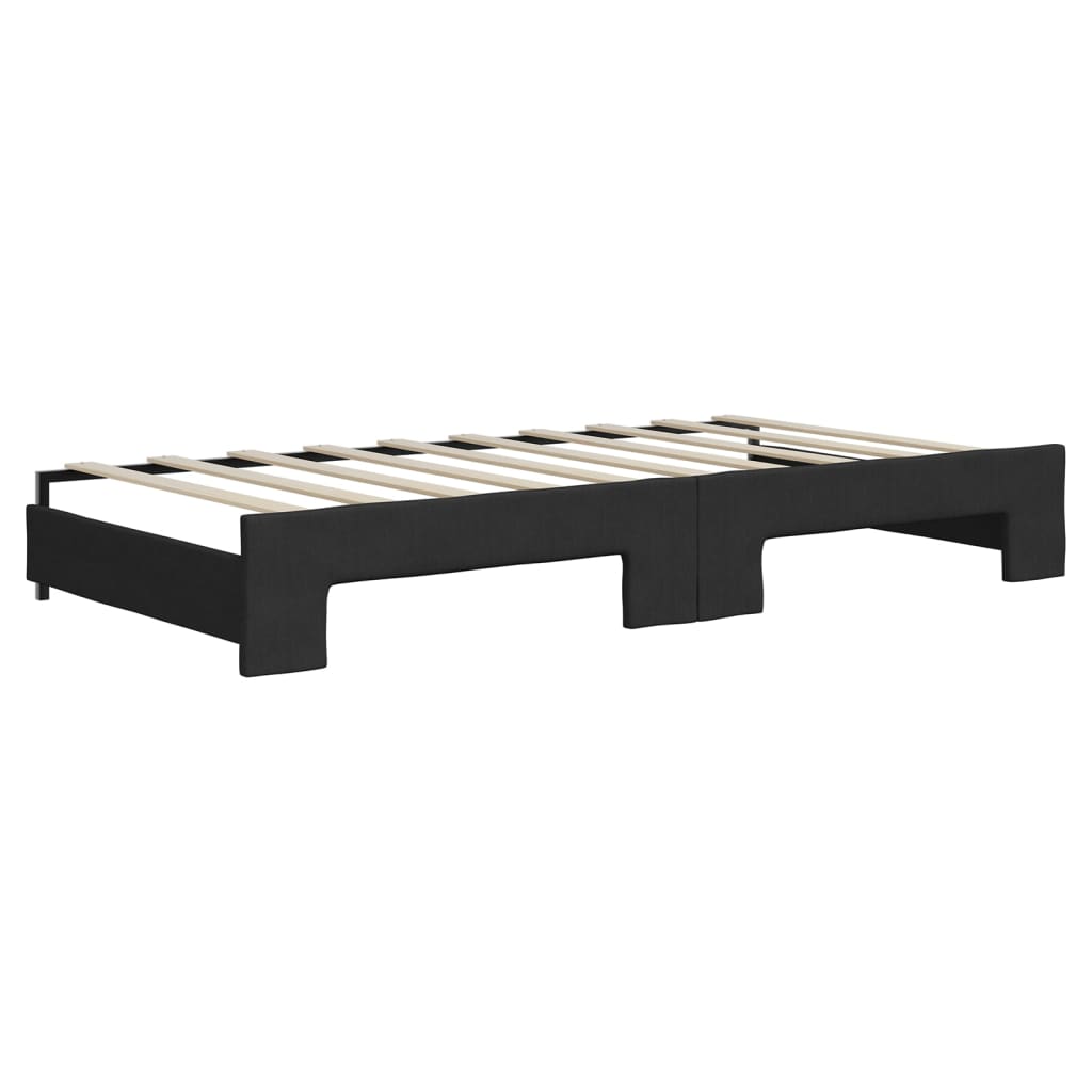 daybed med udtræk og madras 90x190 cm stof sort