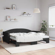 daybed med udtræk og madras 90x190 cm stof sort