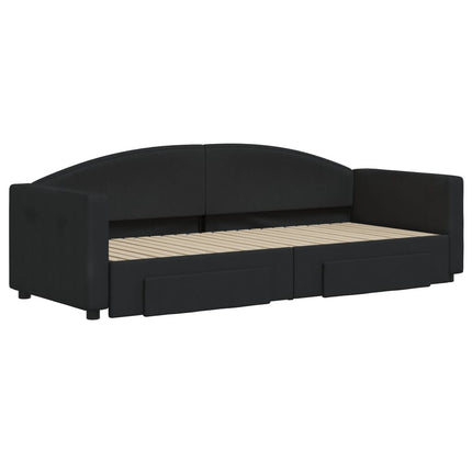 daybed med udtræk og skuffer 80x200 cm stof sort