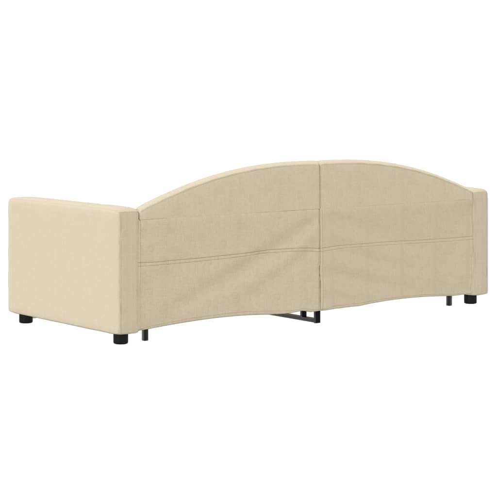 daybed med udtræk og skuffer 80x200 cm stof cremefarvet