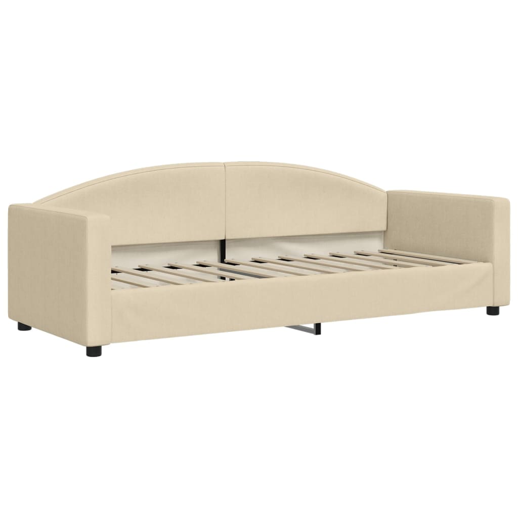 daybed med udtræk og skuffer 80x200 cm stof cremefarvet