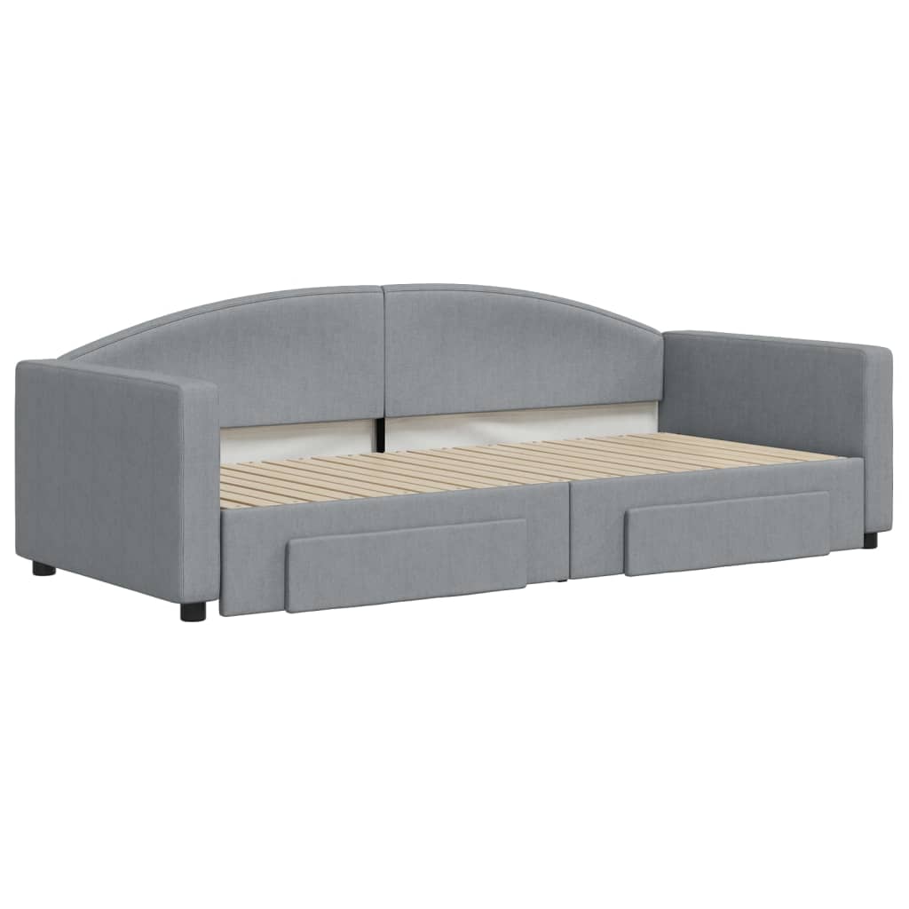 daybed med udtræk og skuffer 90x200 cm stof lysegrå