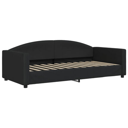 daybed med udtræk og skuffer 80x200 cm stof sort