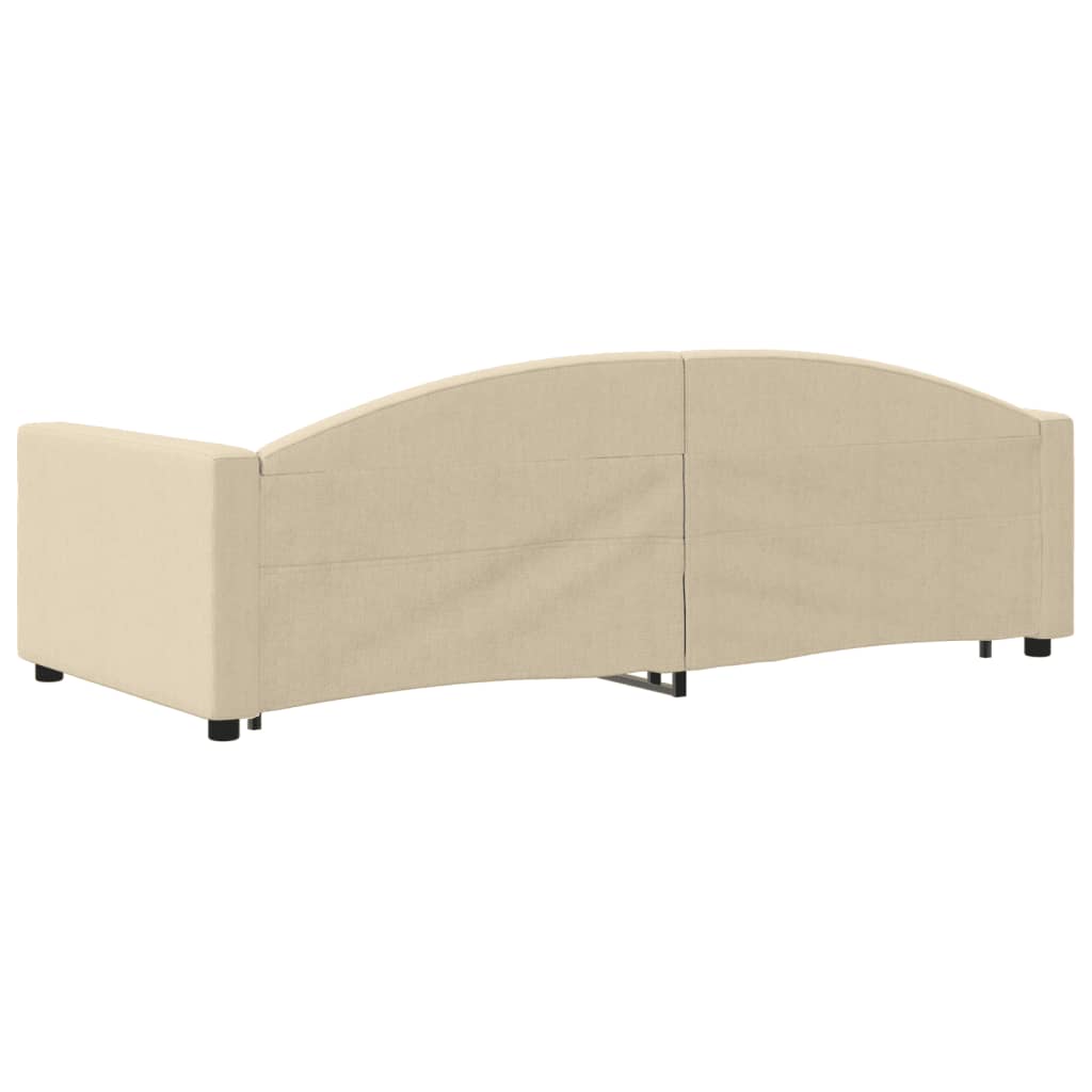 daybed med udtræk og skuffer 90x200 cm stof cremefarvet