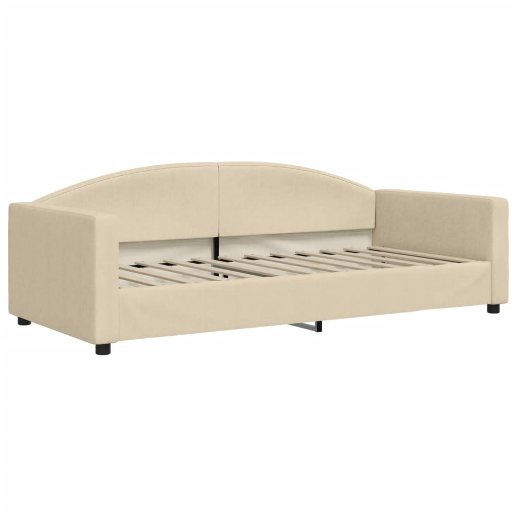 daybed med udtræk og skuffer 90x200 cm stof cremefarvet