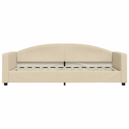 daybed med udtræk og skuffer 90x200 cm stof cremefarvet