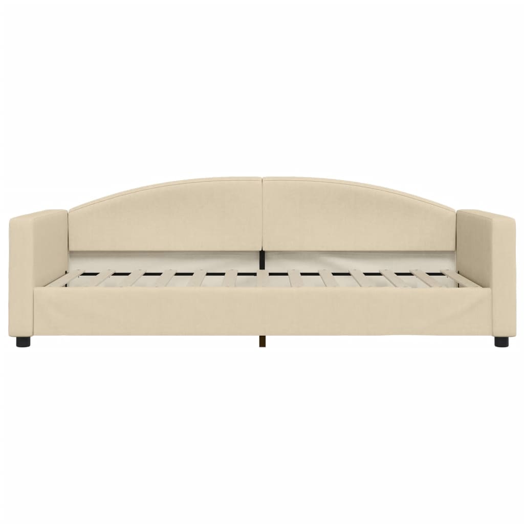 daybed med udtræk og skuffer 90x200 cm stof cremefarvet