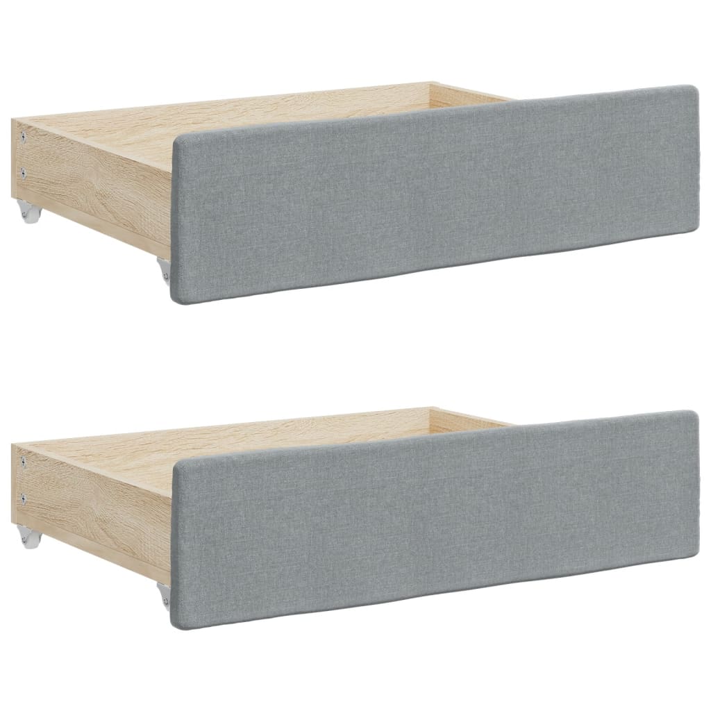daybed med udtræk og skuffer 100x200 cm stof lysegrå