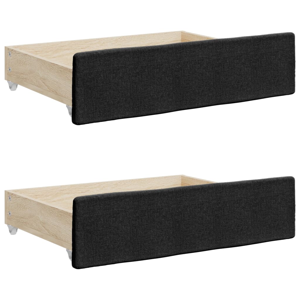 daybed med udtræk og skuffer 100x200 cm stof sort