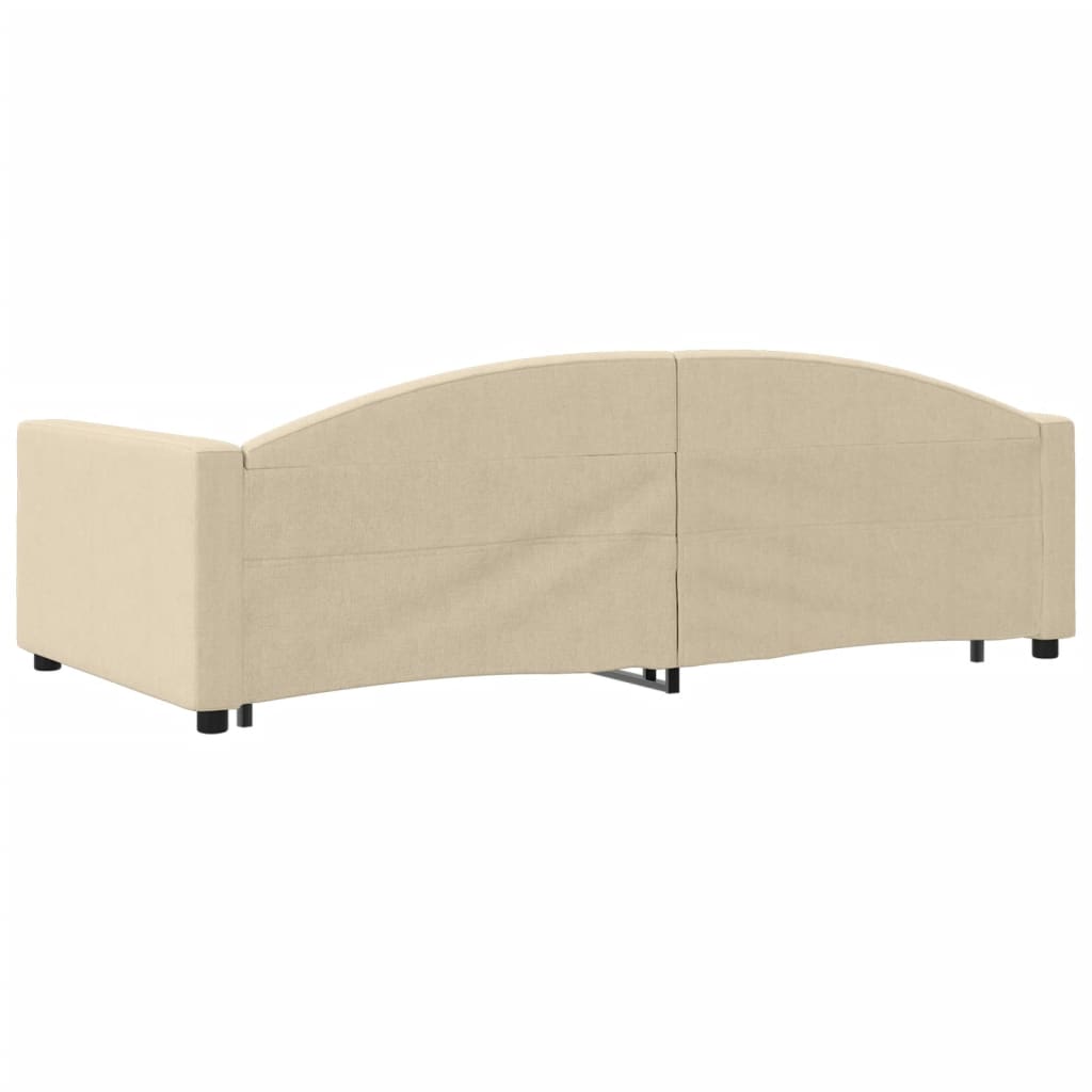 daybed med udtræk og skuffer 100x200 cm stof cremefarvet
