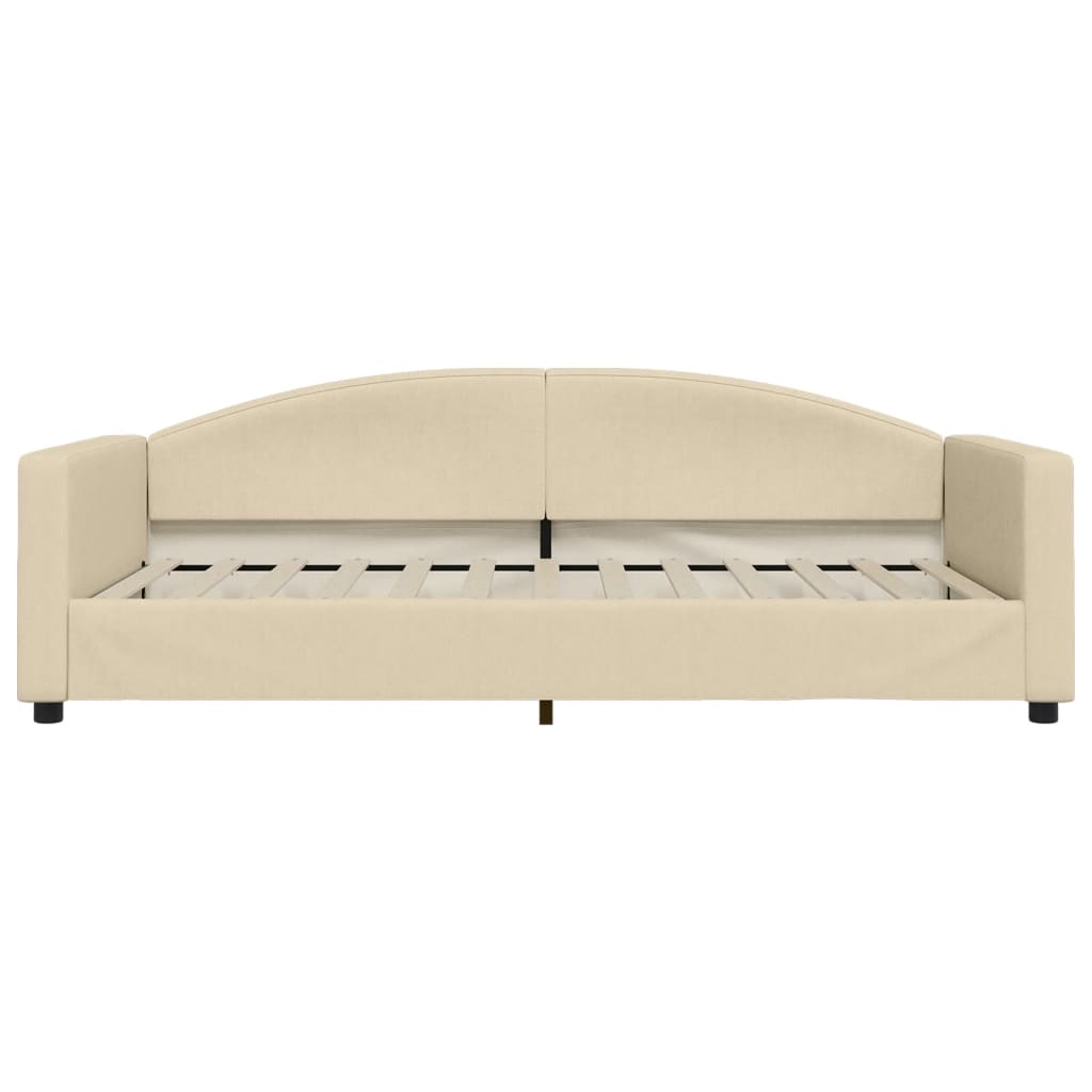 daybed med udtræk og skuffer 100x200 cm stof cremefarvet