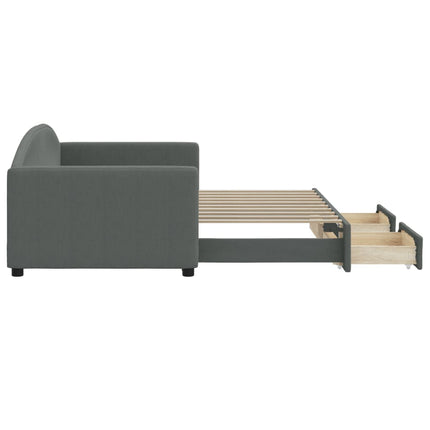 daybed med udtræk og skuffer 90x190 cm stof mørkegrå