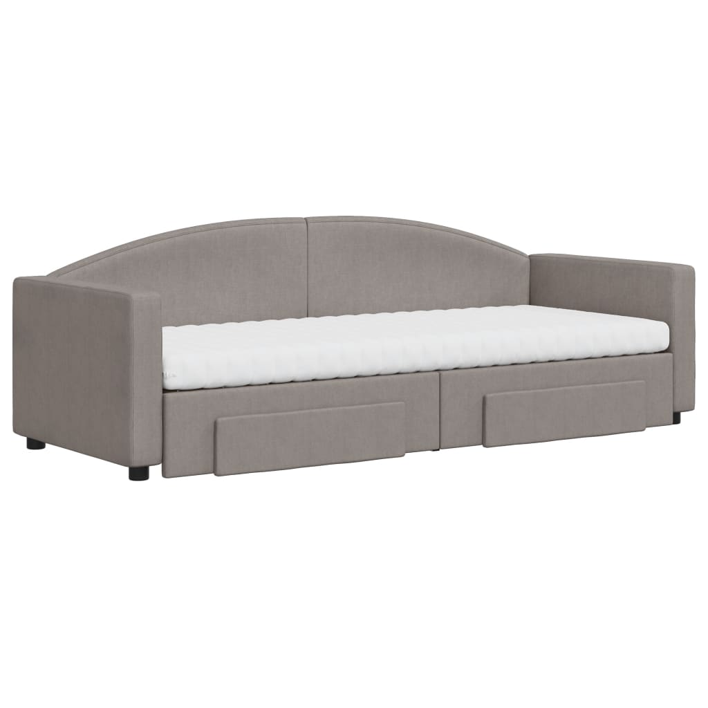 daybed med udtræk og skuffer 80x200 cm stof gråbrun