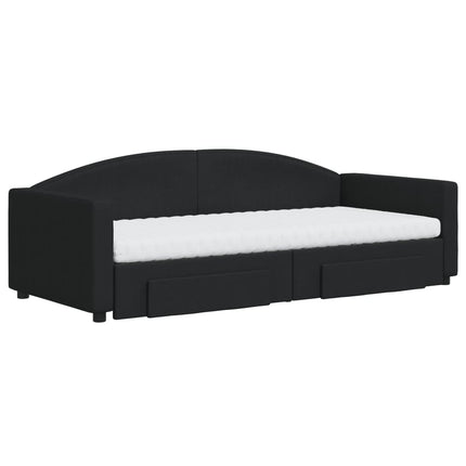daybed med udtræk og skuffer 80x200 cm stof sort