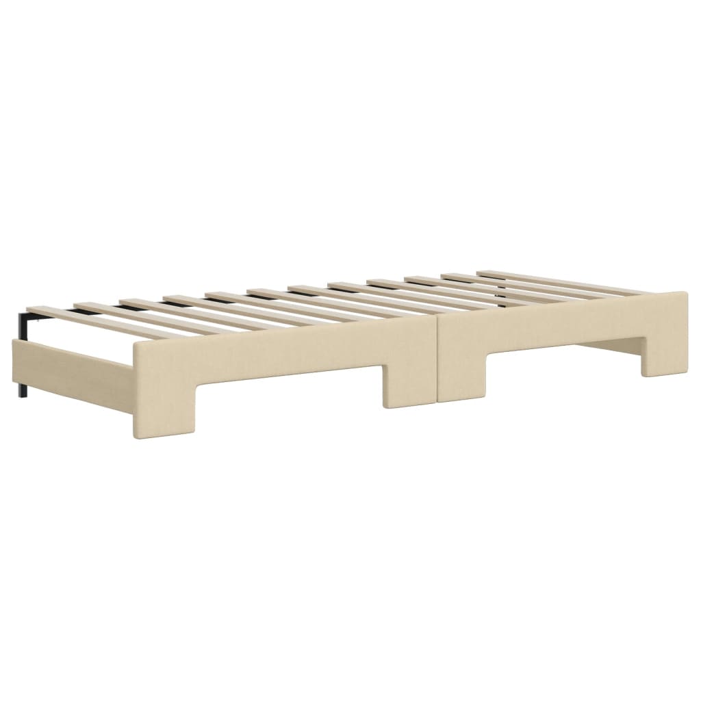 daybed med udtræk og skuffer 90x200 cm stof cremefarvet