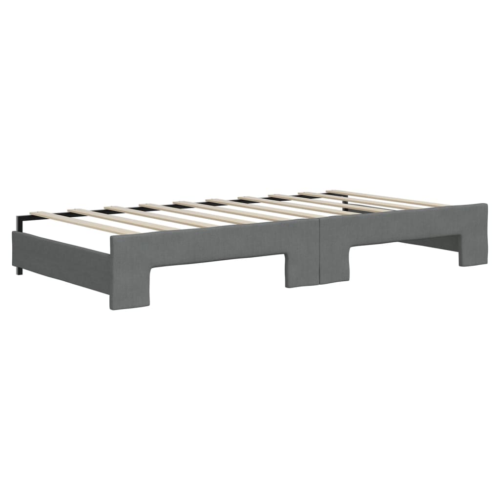 daybed med udtræk og skuffer 90x190 cm stof mørkegrå