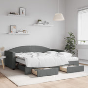daybed med udtræk og skuffer 90x190 cm stof mørkegrå