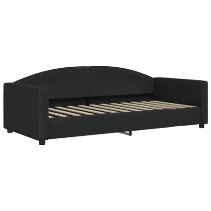 daybed med udtræk og skuffer 90x190 cm stof sort