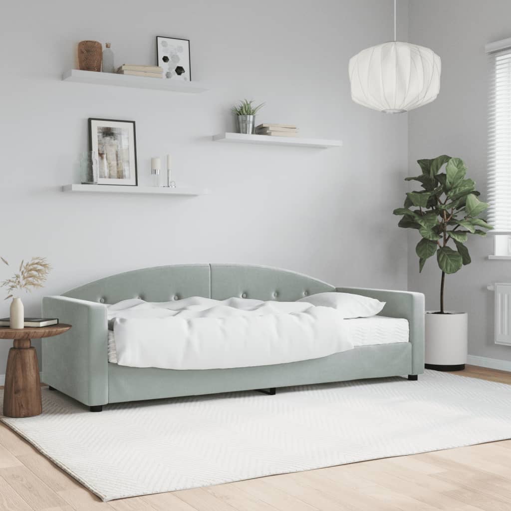 daybed med madras 80x200 cm velour lysegrå