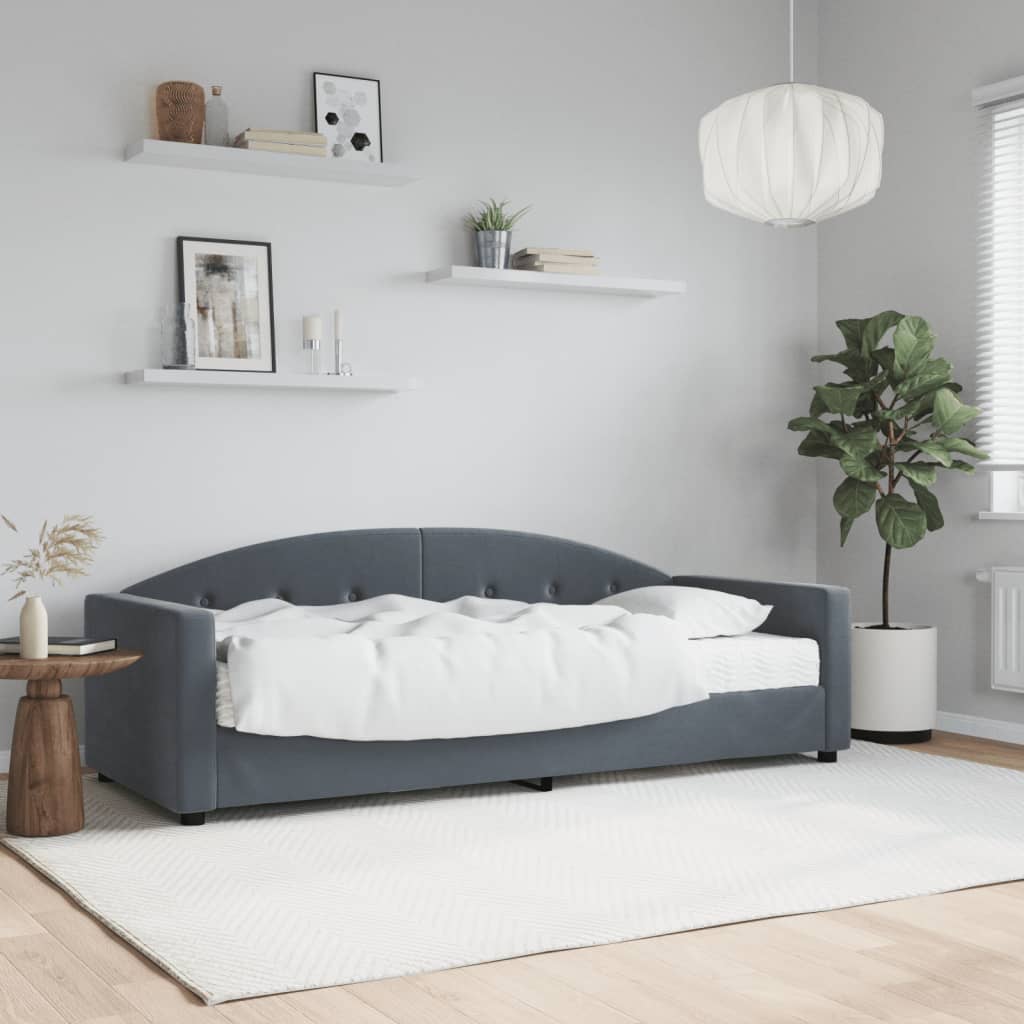 daybed med madras 80x200 cm velour mørkegrå billede