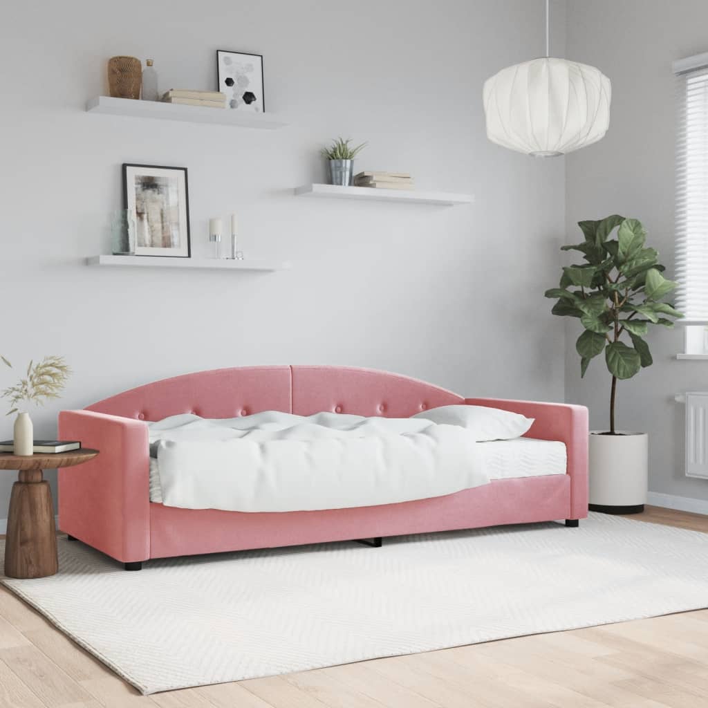 daybed med madras 80x200 cm velour pink billede