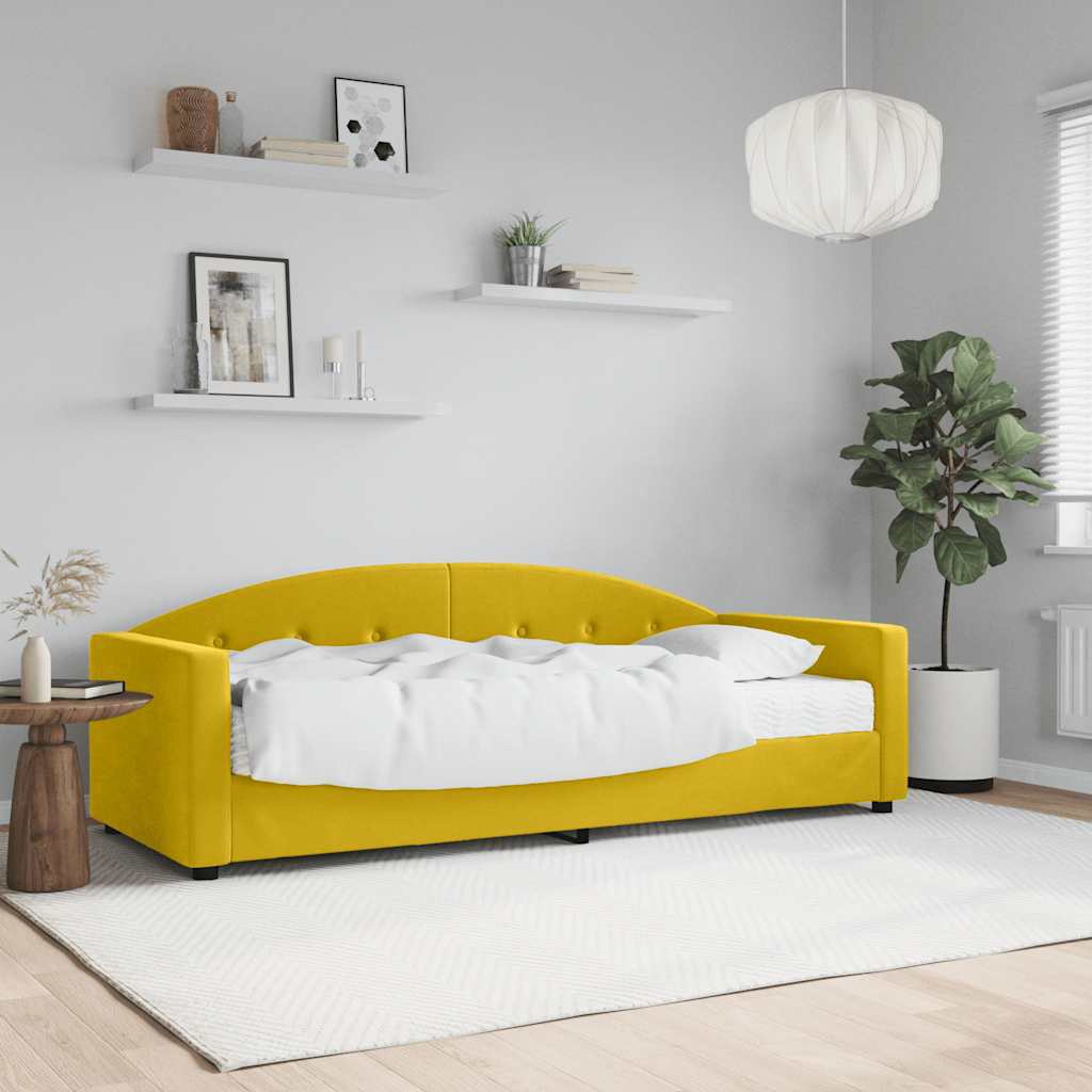daybed med madras 80x200 cm velour gul billede