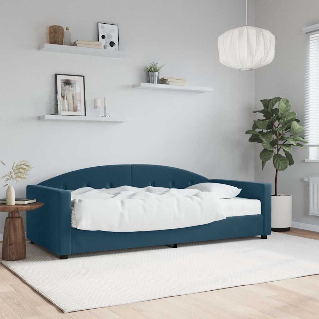 daybed med madras 90x200 cm velour blå
