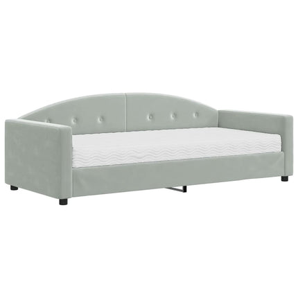 daybed med madras 90x200 cm velour lysegrå
