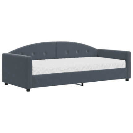 daybed med madras 90x200 cm velour mørkegrå