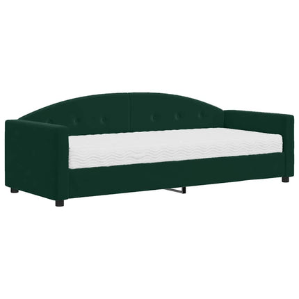 daybed med madras 90x200 cm velour mørkegrøn