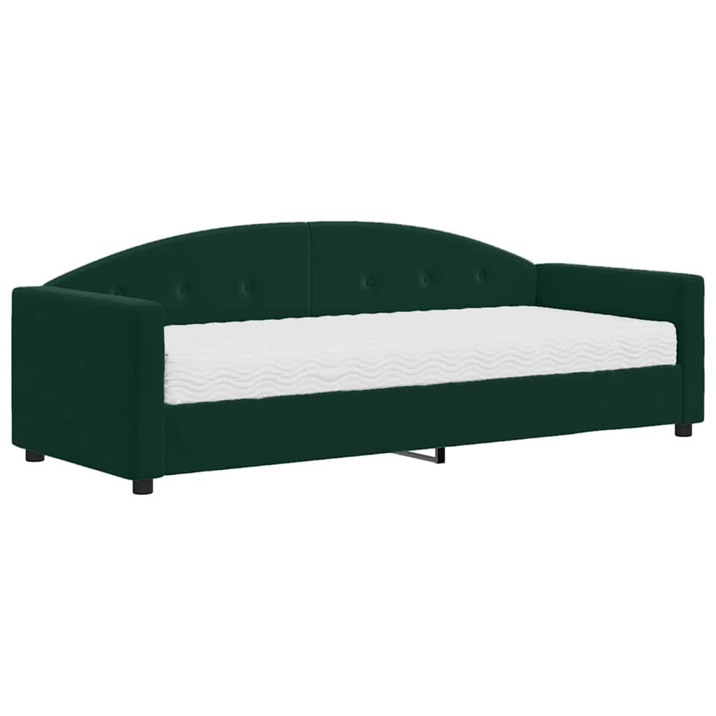 daybed med madras 90x200 cm velour mørkegrøn