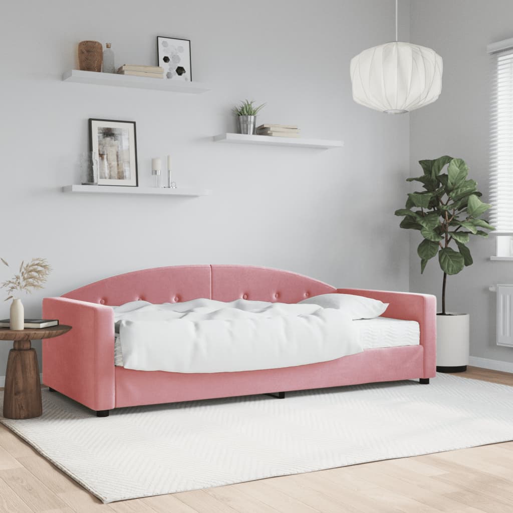 daybed med madras 90x200 cm velour pink